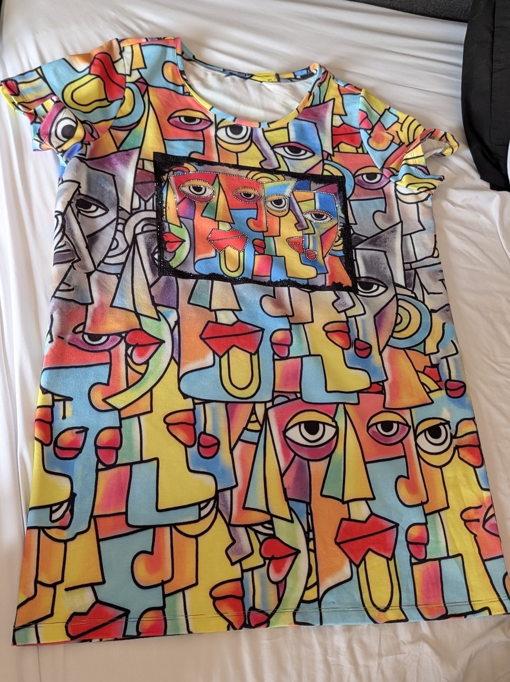 Tricotto Artistic Face Print Tunic/Dress - Size L